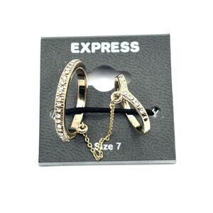 Express Gold Rhinestone Chain Ring Set Size 7